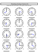 Reading Analog Clocks (H) Worksheet With Answers Printable pdf