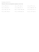 Quadratic Equations In Vertex Form Worksheet - Jackie Broomall, Darien High School Mathematics Department