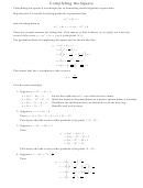 Completing The Square Examples And Worksheet
