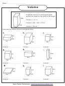 Volume Worksheet With Answer Key Printable pdf
