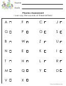 Phonics Of Letters Assessment Worksheet For Kids