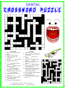 Dental Crossword Puzzle Template With Answers - Dr. Barry Farmer