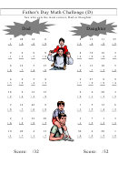 Father's Day Math Challenge Worksheet With Answer Key