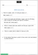 Addition Logic Exercise Worksheet