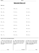 Subtraction Facts To 18 Worksheet