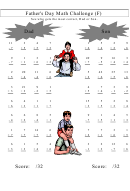 Father's Day Math Challenge Mixed Review Worksheet With Answer Key