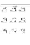 Addition Worksheet With Answer Key Printable pdf