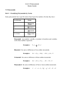 Polynomials Worksheet Printable pdf