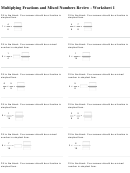 Multiplying Fractions And Mixed Numbers Review Worksheet