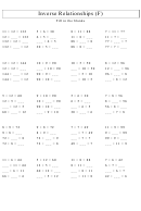 Inverse Relationships Multiplication And Division Worksheets With Answer Keys