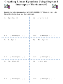 Graphing Linear Equations Using Slope And Intercepts Worksheet