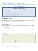 Ratios, Rates, And Proportions Worksheet With Answers
