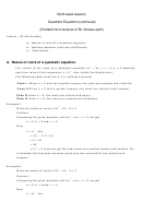 Quadratic Equations Worksheet With Answer Key