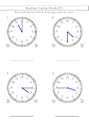 Reading Analog Clocks Worksheet With Answers