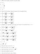 Complex Numbers Polar And Rectangular Form Worksheet Printable pdf