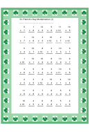 St. Patrick's Day Multiplication Worksheet With Answer Key