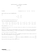 Math 205a,b - Linear Algebra Matrix Worksheet With Answer Key