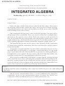 Integrated Algebra Worksheet - The University Of The State Of New York Regents High School Examination