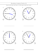 Reading Analog Clocks (I) Worksheet With Answer Key Printable pdf
