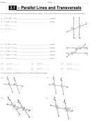 Parallel Lines And Transversals Worksheet