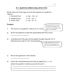 Quadratics Models Using Vertex Form Worksheet Printable pdf