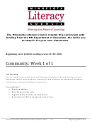 Community English Worksheets - Minnesota Literacy Council,2012