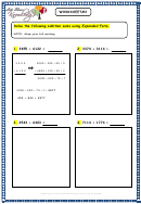 Expanded Form Of Addition Sums Worksheet With Answers