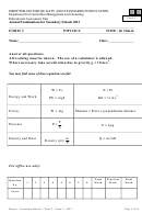 Physics Secondary Schools Worksheet