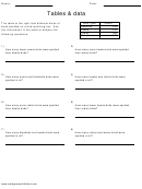 Tables And Data Counting Worksheet With Answers