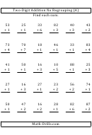 Two-digit Addition No Regrouping Worksheets With Answer Keys