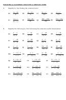 Reducing An Algebraic Fraction To Simplest Worksheet