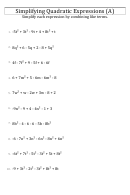 Simplifying Quadratic Expressions (A) Worksheet With Answer Key Printable pdf