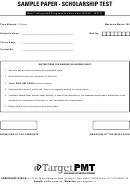Scholarship Test Worksheet With Answer Key - Target Pmt Printable pdf