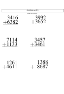Addition (e) Worksheet With Answer Key