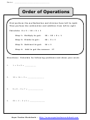 Order Of Operations Worksheet With Answer Key Printable pdf