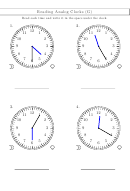 Reading Analog Clocks (G) Worksheet With Answer Key Printable pdf