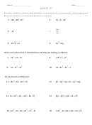 Polynomials Worksheets Printable pdf