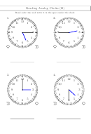 Reading Analog Clocks Worksheet With Answers Printable pdf