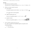 Quadratic Equations Worksheet - 20150917 Chapter 1 Printable pdf