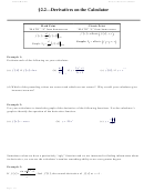 Derivatives On The Calculator Worksheet - Calculus Maximus Printable pdf