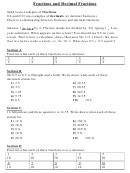 Fractions And Decimal Fractions Worksheet Printable pdf