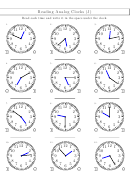 Reading Analog Clocks (J) Worksheet With Answer Key Printable pdf
