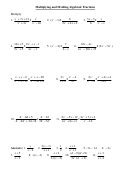 Multiplying And Dividing Algebraic Fractions Worksheet With Answer Key Printable pdf