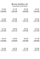 Money Addition Increments Of 25 Cents Worksheet With Answers