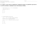 Vertex Form Of A Quadratic Worksheet With Answer Key