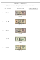 Making Change Money Worksheet With Answer Key Printable pdf