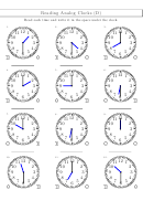 Reading Analog Clocks Worksheet With Answer Key