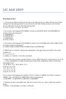Logic Worksheet With Answer Key - Lic Aao, 2009