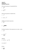 Rational Exponents Worksheet - Arlene Wade, Olympic College