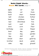 Dolch Sight Words List Of 95 Nouns Template